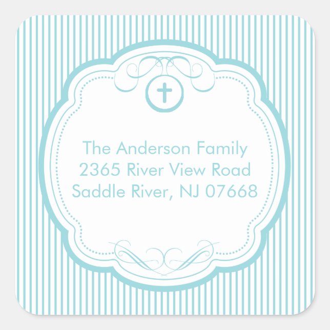 Sweet Cross In Frame Address Sticker Baptism (Front)