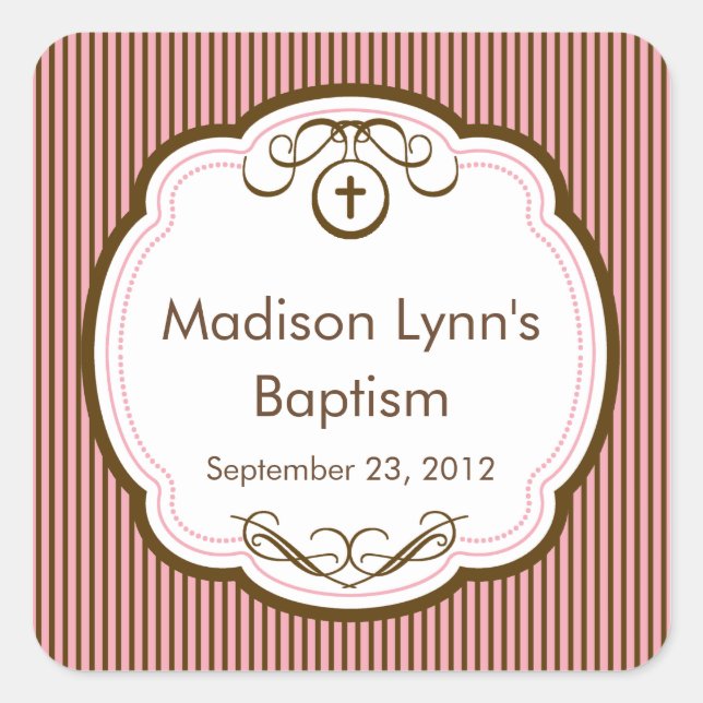 Sweet Cross In Frame Baptism Favour Seal (Front)