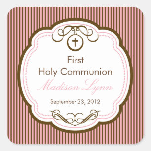 Sweet Cross In Frame First Holy Communion Square Sticker
