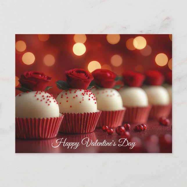 Sweet cucakes with red roses Valentine's Day Postcard (Front)