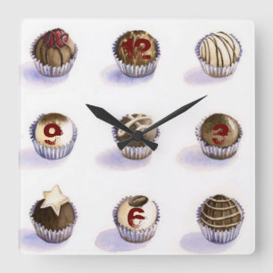 Sweet cup cakes square wall clock