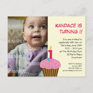 Sweet Cupcake 1st Birthday Party Invitation
