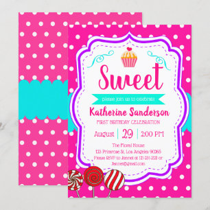 Sweet Cupcake Baby Sprinkle Candy shoppe Birthday Invitation