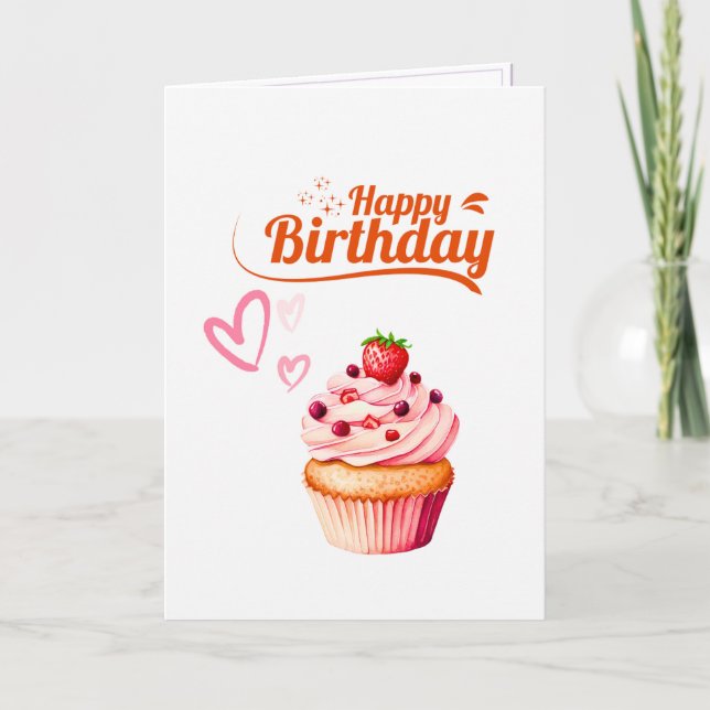 Sweet Cupcake Birthday Greeting Card (Front)