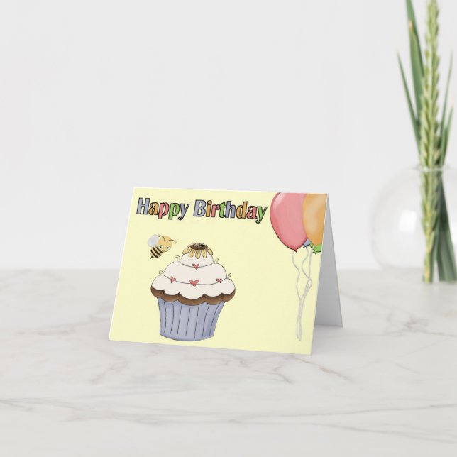 Sweet Cupcake Birthday Greeting Card (Front)