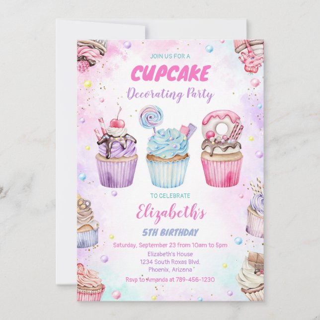 Sweet Cupcake Birthday Party Invitation (Front)