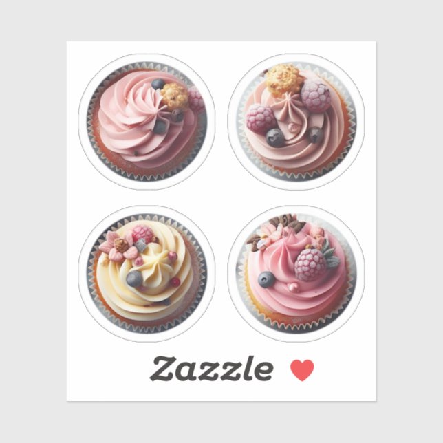 Sweet Cupcake Cream Cakes Muffins Labels Photo  (Sheet)