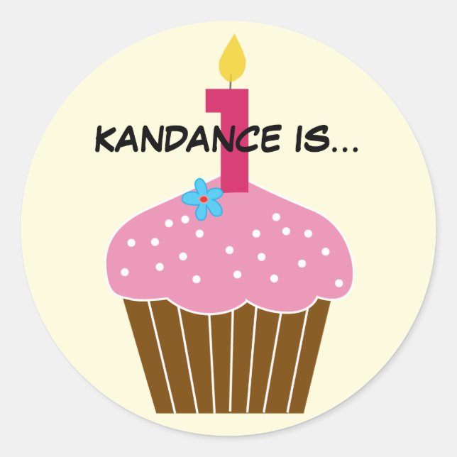 Sweet Cupcake First Birthday Sticker (Front)