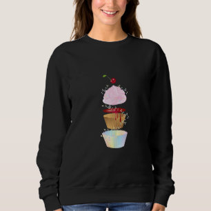 Sweet Cupcake In Individual Pieces With Cherry Sweatshirt
