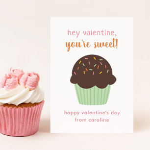 Sweet Cupcake Kids Classroom Valentine's Cards