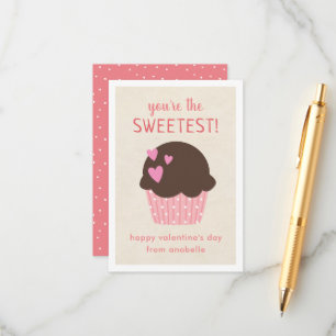 Sweet Cupcake Kids Classroom Valentine's Cards