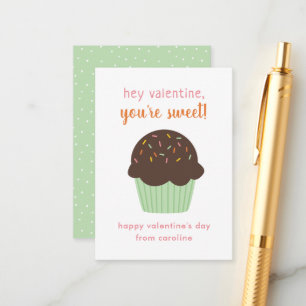 Sweet Cupcake Kids Classroom Valentine's Cards