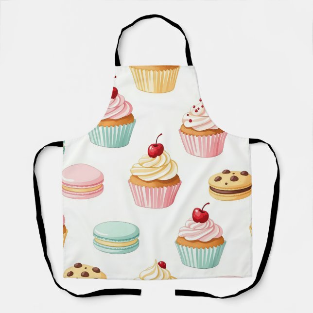 Sweet Cupcake Macaron Pattern Apron (Front)
