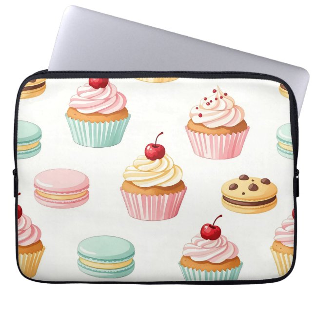Sweet Cupcake Macaron Pattern Laptop Sleeve (Front)