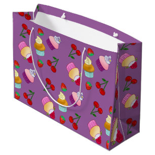 Sweet Cupcake Muffin Strawberry Cherry Fruit Large Gift Bag