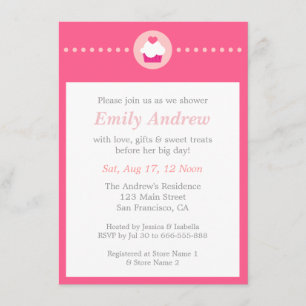 Sweet Cupcake, Pink Baby Shower for Mummy to be Invitation