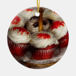 Sweet - Cupcake - Red velvet cupcakes Ceramic Ornament