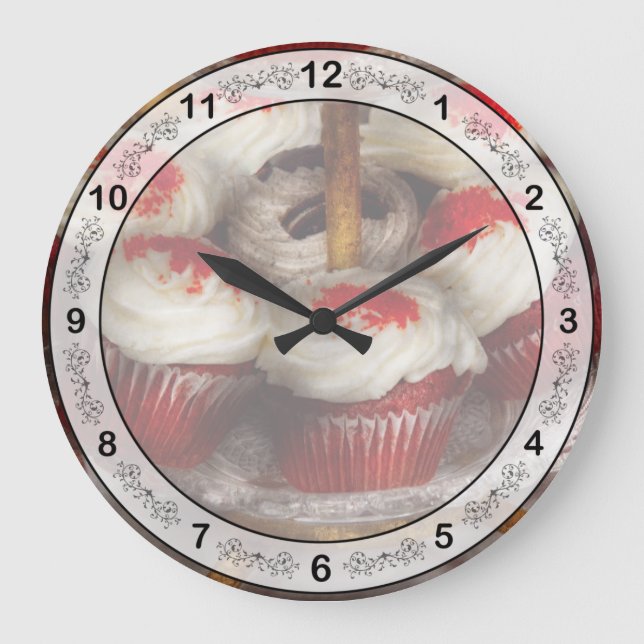 Sweet - Cupcake - Red velvet cupcakes  Large Clock (Front)