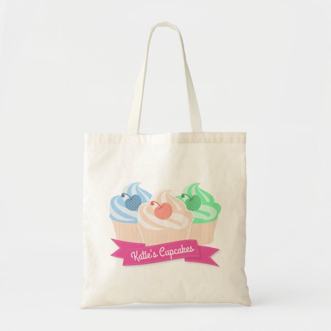 Sweet Cupcake Trio Personalised Tote Bag (Front)