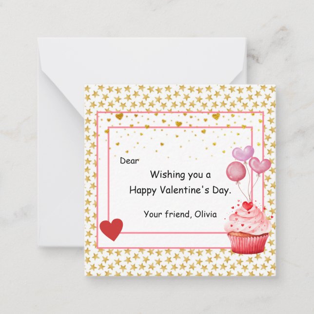 Sweet Cupcake Valentine's Day for kids Card (Front)
