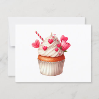 Sweet Cupcake With Hearts Postcard