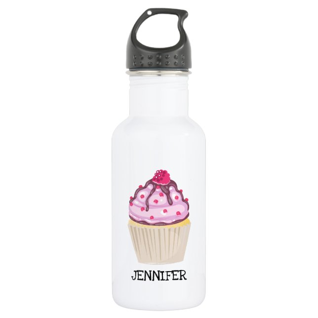 Sweet Cupcake with Raspberry on Top 532 Ml Water Bottle (Front)