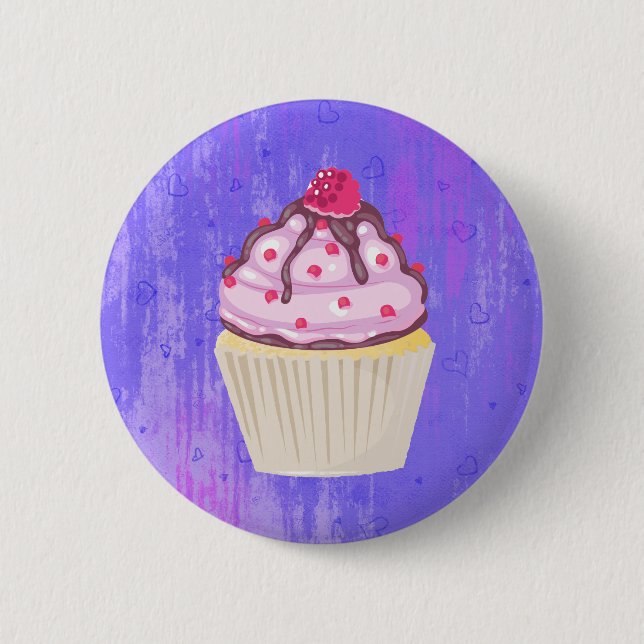 Sweet Cupcake with Raspberry on Top 6 Cm Round Badge (Front)