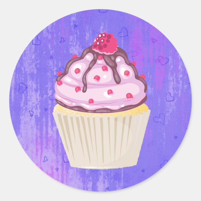 Sweet Cupcake with Raspberry on Top Classic Round Sticker (Front)