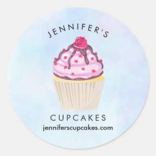 Sweet Cupcake with Raspberry on Top Classic Round Sticker