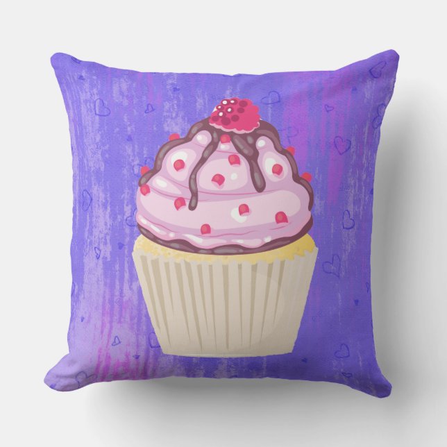 Sweet Cupcake with Raspberry on Top Cushion (Front)