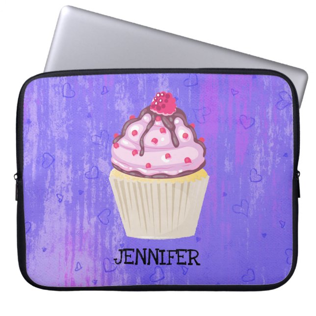 Sweet Cupcake with Raspberry on Top Custom Laptop Sleeve (Front)
