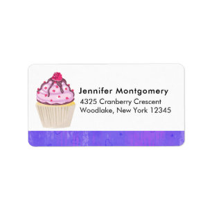 Sweet Cupcake with Raspberry on Top Label