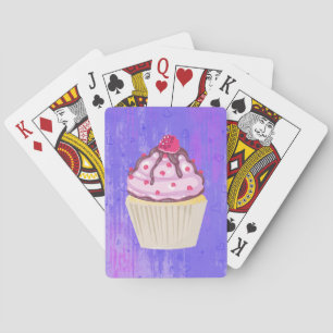 Sweet Cupcake with Raspberry on Top Playing Cards