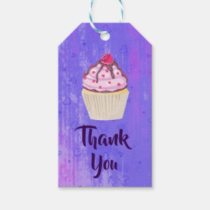 Sweet Cupcake with Raspberry on Top Thank You Gift Tags