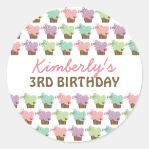 Sweet Cupcakes Butterflies Whimsical Girl Birthday Classic Round Sticker