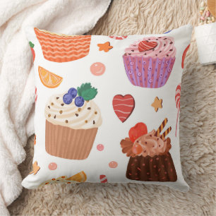 Sweet Cupcakes & Dessert Delights Pattern Cushion