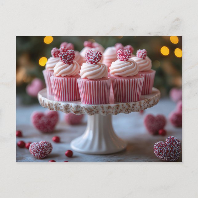 Sweet cupcakes with heart Valentine's Day Postcard (Front)