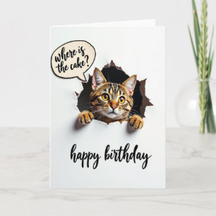 Sweet Curious Cat Birthday Card