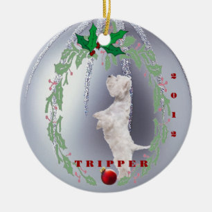 Sweet Customise it - Westie Puppys 1st Christmas Ceramic Tree Decoration
