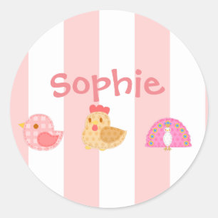 Sweet Cute Birds Classic Round Sticker