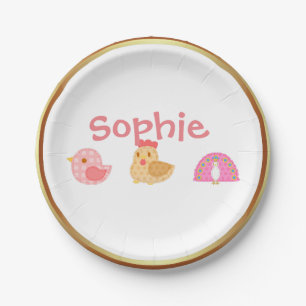 Sweet Cute Birds Paper Plate