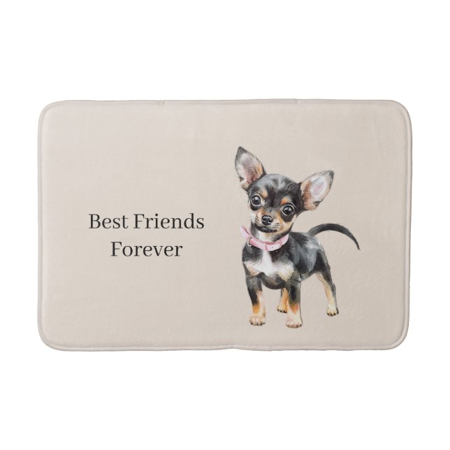 Sweet Cute Brown Cream Chihuahua Dog Best Friends Bath Mat (Front)
