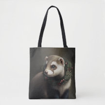 Sweet Cute Festive Ferret Tote Bag