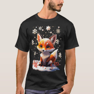 Sweet cute fox with snow T-Shirt