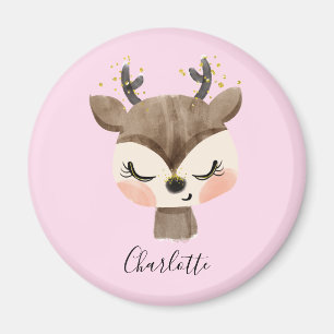Sweet Cute & Girly Pastel Blush Pink Baby Reindeer Magnet