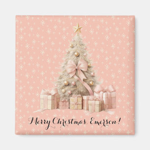 Sweet Cute & Girly Pastel Soft Pink Christmas Tree Magnet