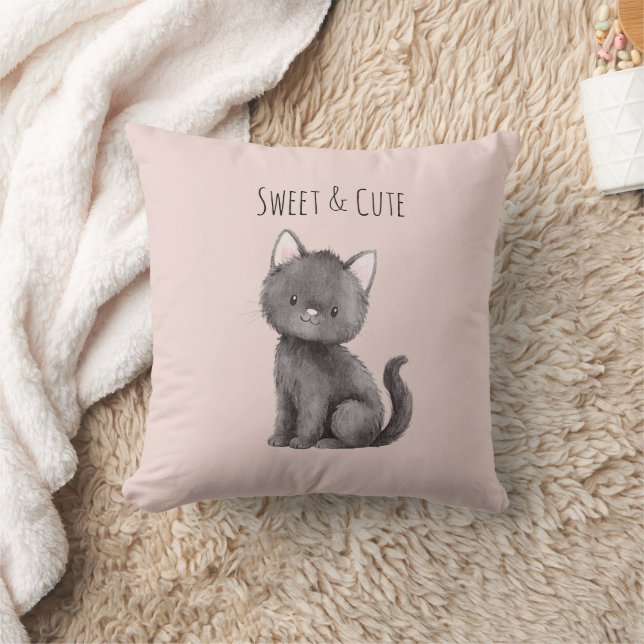 Sweet Cute Grey Cat Cushion (Blanket)