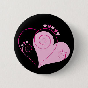 Sweet Cute Happy Valentine Love Hearts Soft Pink 6 Cm Round Badge