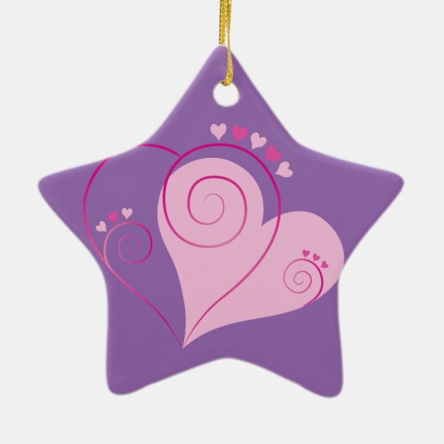 Sweet Cute Happy Valentine Love Hearts Soft Pink Ceramic Ornament (Back)