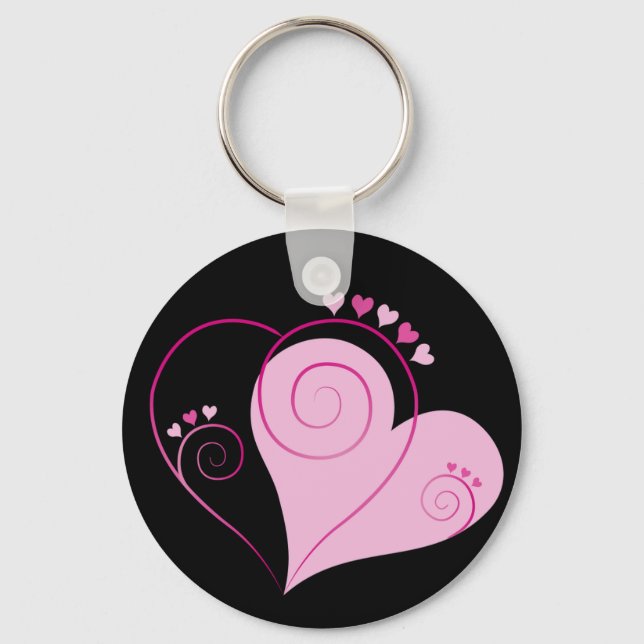 Sweet Cute Happy Valentine Love Hearts Soft Pink Key Ring (Front)